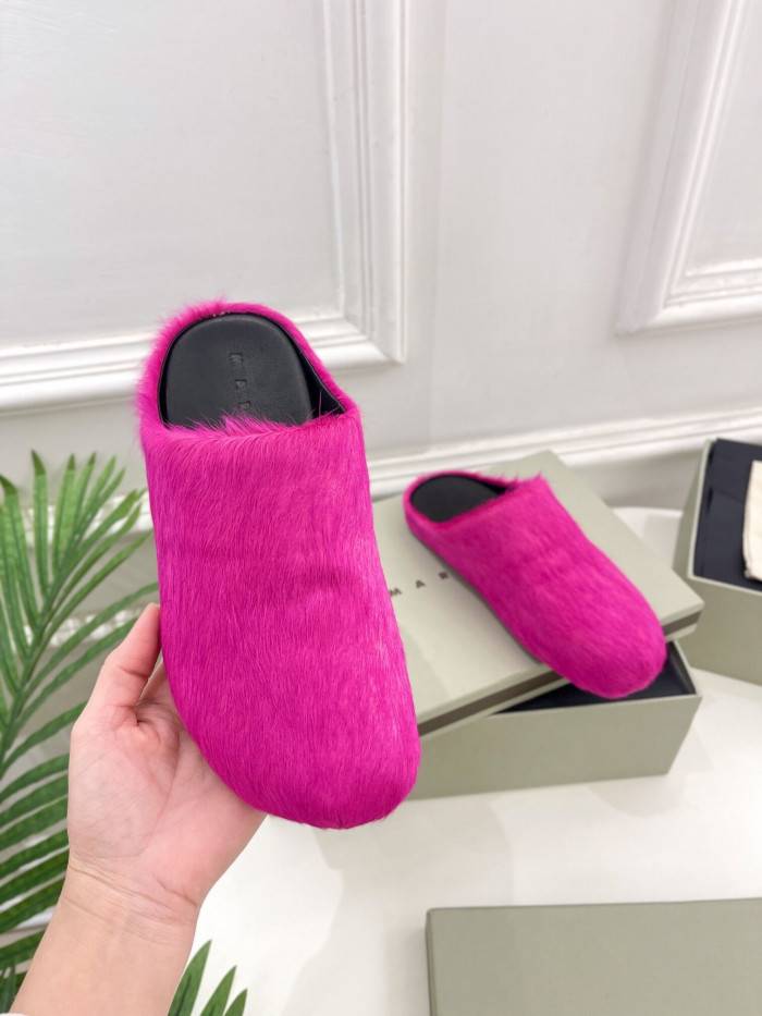 Ma*n1 fluffy open back slippers sbms004601p4122