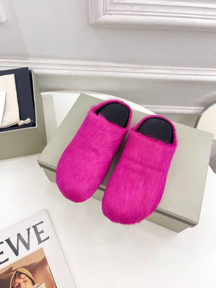 Ma*n1 fluffy open back slippers sbms004601p4122
